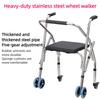 Adjustable Height Walking Aid Handcart Stainless Steel Elderly Walking Aid Foldable Auxiliary Walking Device