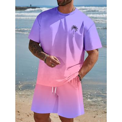 Men's Fashionable Casual Short Sleeved Shorts 3D Set