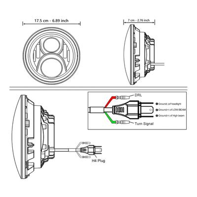2ks 7palcový LED světlomet pro auto Motocykl s DRL/Blinkry/Potkávací/dálková 7'' H4 kulaté LED