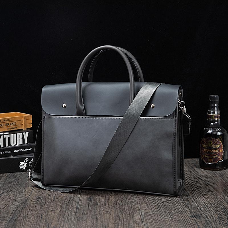 Crazy Horse Leather Men's Bag Retro Briefcase Business Men's Handbag Horizontal One-shoulder Diagonal Computer Bag