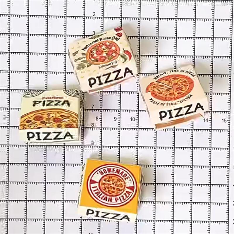 5/10 Pcs 1:12 Dollhouse Miniatures Pizza Box Model Doll House Accessories Decor Simulation Mini Food Toys Pretend Play Toys DIY