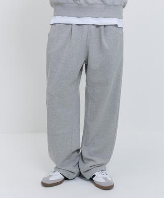 PSSHOPPER Curved Washed Wide Sweatpants [Gray]