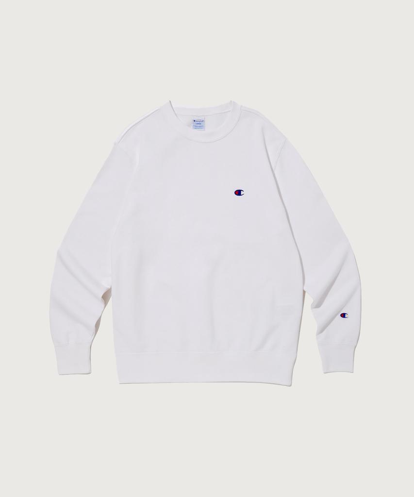 CHAMPION Basic C Logo Crew Neck Sweatshirt White