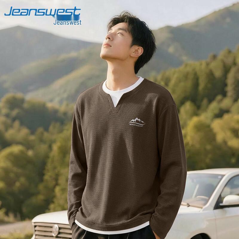 Jeanswest Men's Waffle Knit Layered Long Sleeve Tee