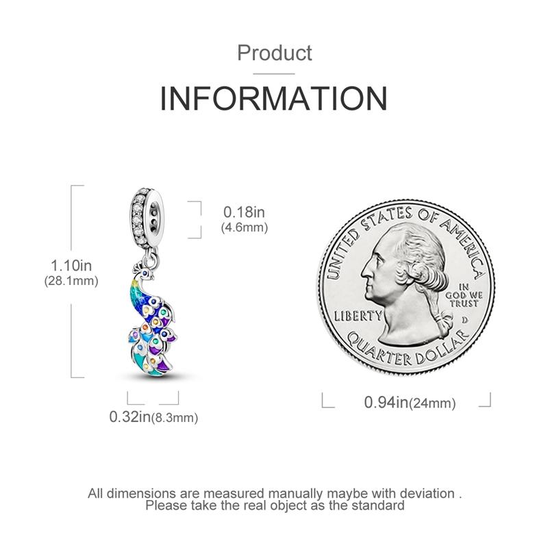 Original Charms Copper Colorful Peacock Animal Pendants Fit Charms Plata Bracelets For Women Women Jewelry Making Diy