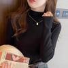 Gram Double-sided Scratching, Long-sleeved T-shirt for Women's Autumn and Winter Thin Slim-fit Solid-color Shirt, Semi-turtleneck Chic.