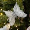 With Clip Christmas Tree Hanging Decor Glitter Simulation Butterfly Decoration  Xmas Tree Decor