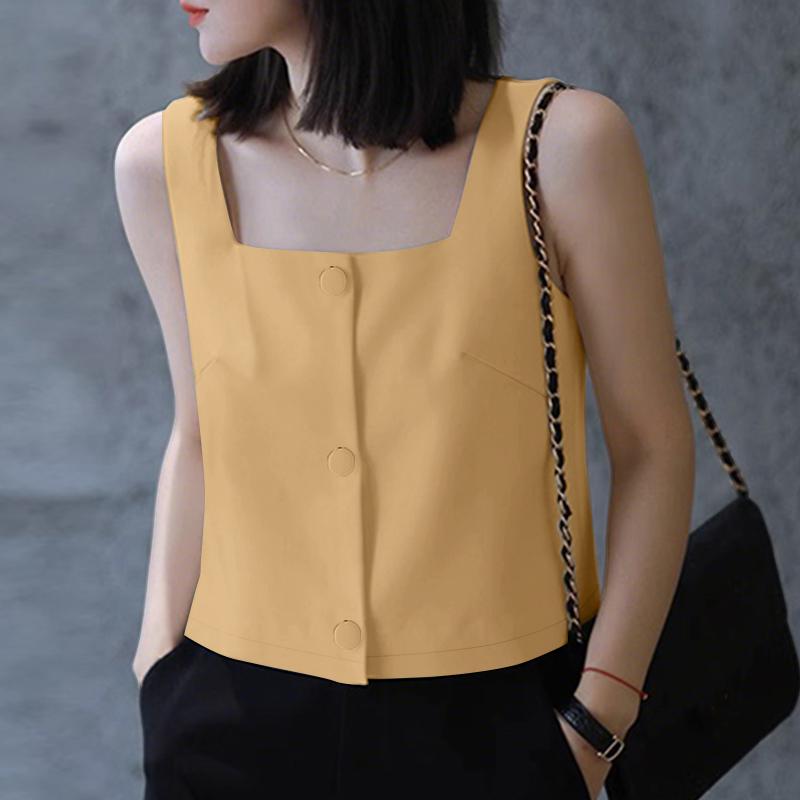 

ZANZEA Women Casual Square Collar Summer Sleeveless Vest Tops 4XL