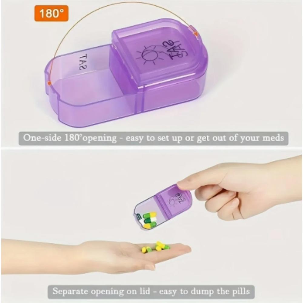 7-Piece Daily Pill Case with Clear Lids, AM/PM 7-Day Medicine Organizer, Compact Portable Pill Box for Travel