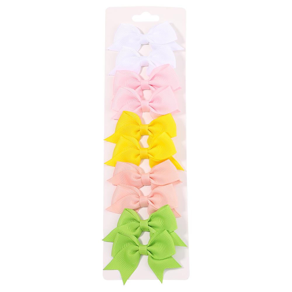 10PCS/Set 2.4Inches Solid Hair Bows With Hair Clips For Girls Headwear New Handmade Bowknot Barrettes Cute Kids Hair Accessories