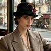 Verkleidungs Fedora Hut Kurzer Schirm Wolliger Jazzhut Retro Party Filzhut für Damen Herren