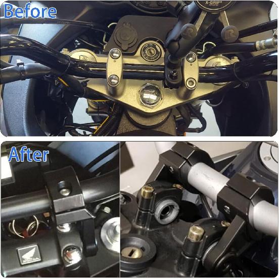 Pivoting Handlebar Clamp Risers 2 Inch Universal Motorcycle for 7/8" (22mm) and 1/8" (28mm) Pivot Handlebar Risers (Black)