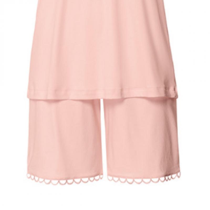 Hanro Cotton Short Sleeve Pajama Set 74810 Pink Blaze