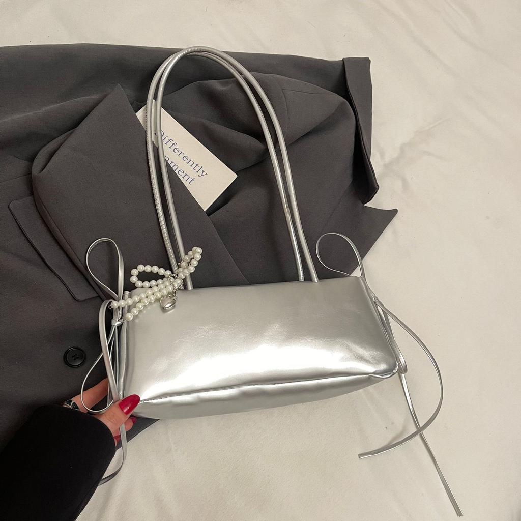 New Korean Cute Girl Underarm Bags with Versatile and Fashionable Bow Pillow Bag Texture Shoulder Bag