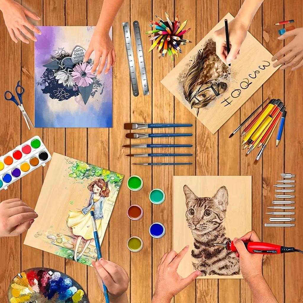 4Pcs Craft Wood Sheets 12x8in 20x30cm 2mm Thick Natural Plywood Boards Smooth Surface Unfinished Wood Panels For DIY Art