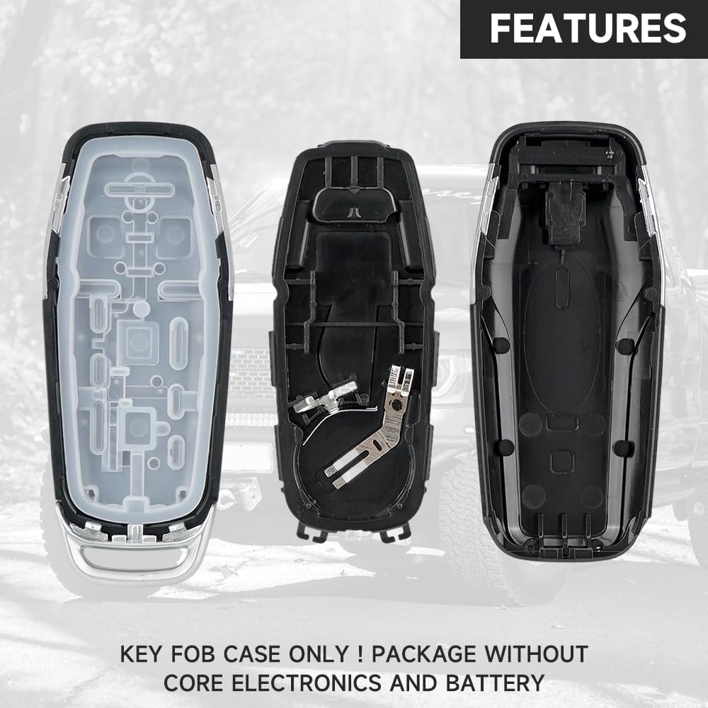 Key Fob Cover Shell Case Replacement 4 Buttons Key Fob Remote Control Shell Case - Compatible for Ford Explorer Edge 2016-2017 for Ford for Mustang