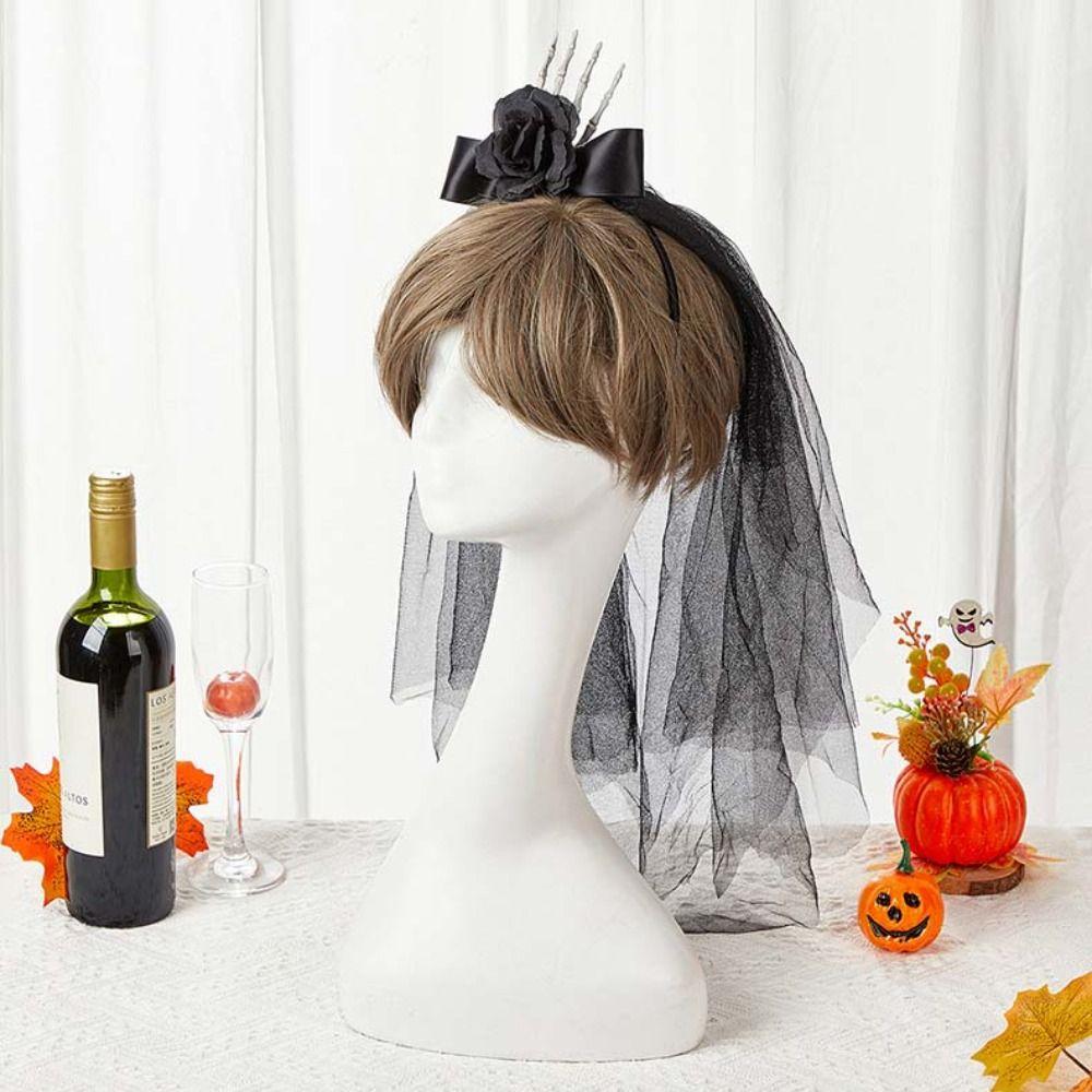 Punk Style Halloween Head Buckle Simulation Hairbands Cosplay Prop Hand Bone Hair Clip  Kids