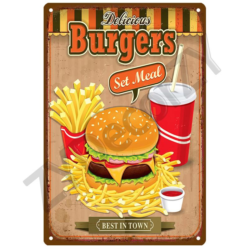 Pizza Retro Tin Sign Poster Vintage Wall Posters Metal Sign Decorative Wall Plate Kitchen Plaque Metal Vintage Decor Accessories