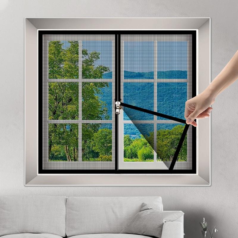 Okno antykomarowe, siatka okienna z zamkiem błyskawicznym, samoprzylepna siatka okienna na komary, niewidoczna, antykomarowa