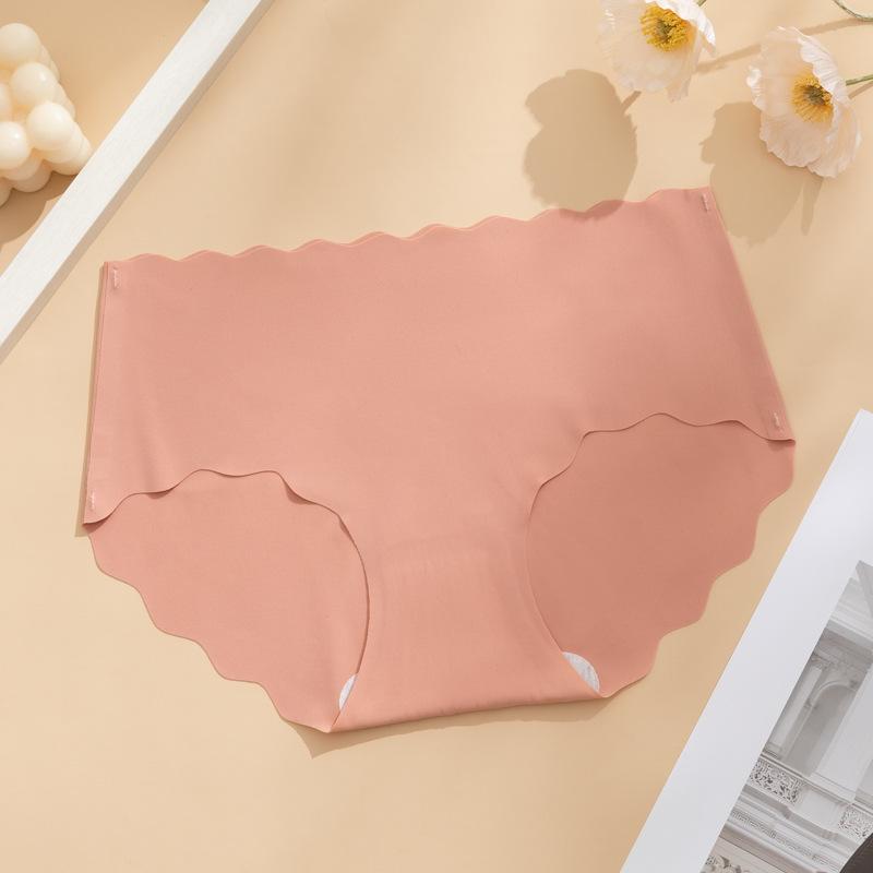 Women Seamless Solid Color Thin Breathable Quick Dry Low Waist Panties With Cotton Crotch