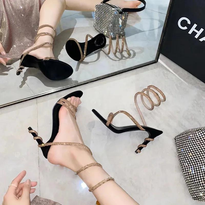 Fashion Ladies Heels High Heeled Sandals Female Summer French A Word with Fine with The Simple with A Hundred Shoes for Women 2024