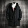 Medium-length Cotton Jacket Men's Large Size Winter Loose Hooded Cotton Jacket Solid Color Thickened Down Cotton Coat Outdoor Cold Solid Color