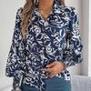Elegant Women Floral Print V Neck Long Sleeve Blouse for Spring Autumn Season