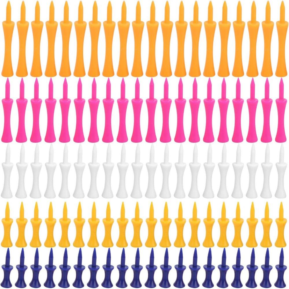 100pcs Plastic Material Plastic Golf Tees Multiple Sizes Assorted Golf Tees For Men