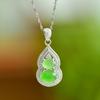 Hotan Jade S925 Silver Inlaid Jasper Gourd Pendant Necklace