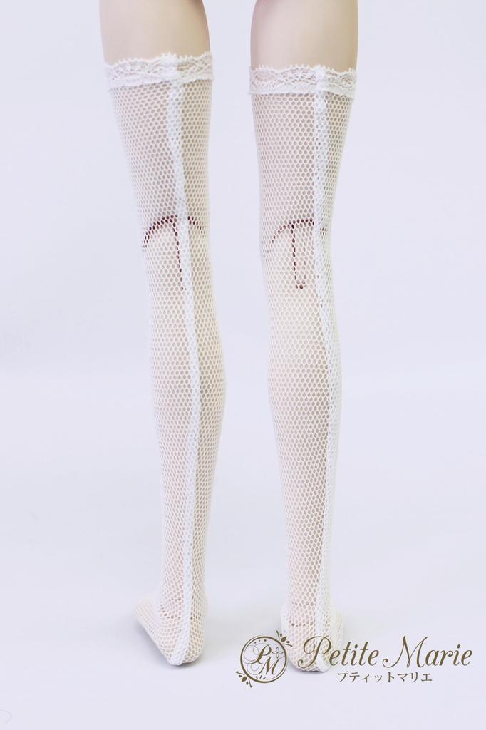[Petite Marie] 13 DD Compatible, Sheer and Soft Tulle Lace Knee-High Socks, White, 60cm Doll, BJD Doll Clothes [Petite Marie] [No.0216]