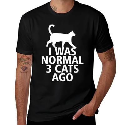 I WAS NORMAL 3 CATS AGO T-Shirt Anime T Shirts for Man Man T Shirts Cotton T-Shirt