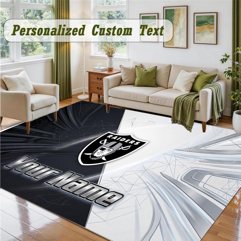 Crystal Velvet Square Rug Custom NameLas Vegas Raiders Pattern Non Slip Home Floor Decor Rug