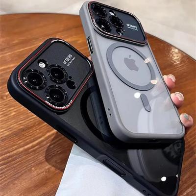 Luksusowe magnetyczne metalowe etui ochronne z bumperem na obiektyw dla iPhone 16 15 14 Pro Max 16pro Bezprzewodowe ładowanie Twarda przezroczysta osłona dla Magsafe