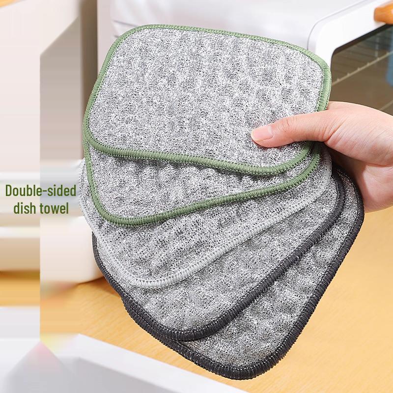 Double-Layer Steel Wire Dishcloth: Thick, Non-Stick Oil Wipe for Scrubbing and Cleaning Kitchen Dishes No Specific Size