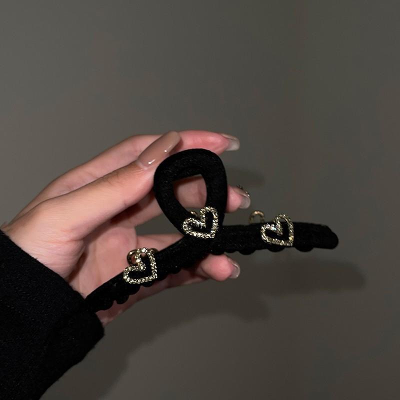 Love rhinestone flocking clip, headdress, large hairpin, high ponytail on the back of the head, hair grab clip, hair accessories, Japanese