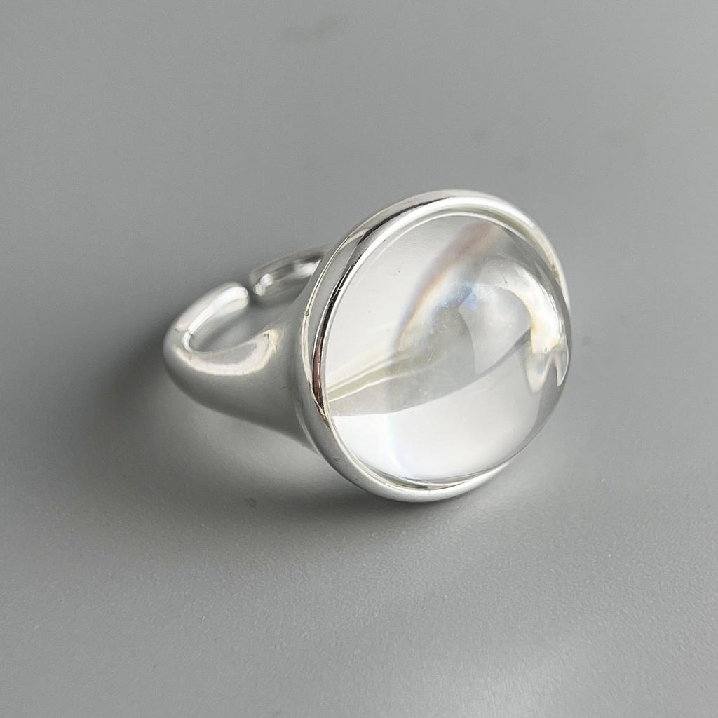 Xiaomi BF CLUB 925 Sterling Rings for Women Simple Geometric Handmade Irregular Retro Big Stone Round Ring Allergy For Birthday Gift
