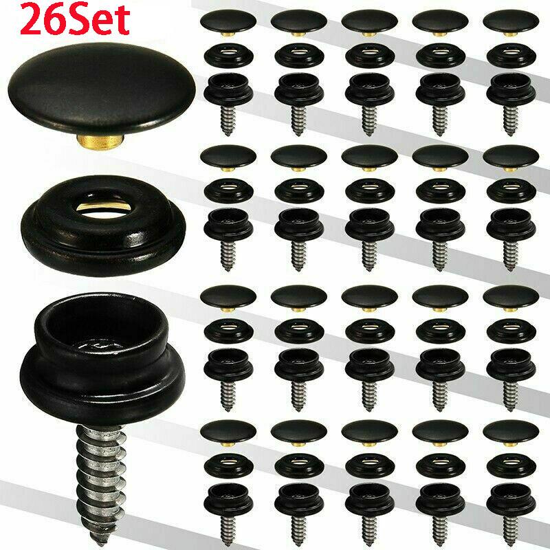 26/52 Sets Screw Fixing Buckle For Waterproof Cloth Waterproof Tent Boat Stainless Steel Screw Fastener Kit Automotive Accessory