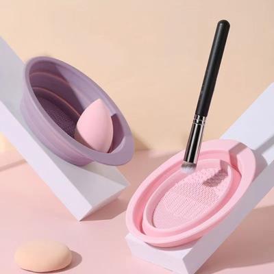 Silicone Makeup Brush Cleaning Bowl Foldable Cosmetic Brush Cleaner Makeup Brush Cleaning Mat Cosmetic Holder Multifunction