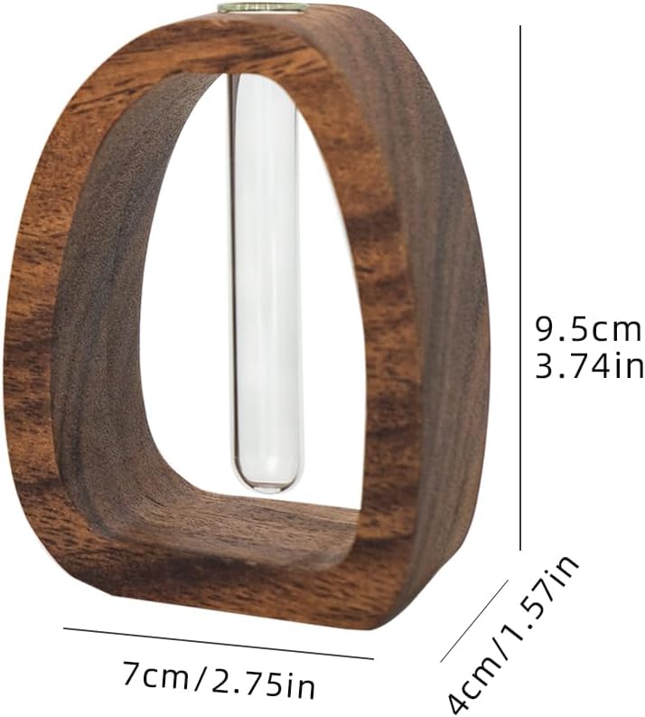 Solid Wood Art Deco Eco Friendly DIY Frame Glass Test Tube Flower Vase Hydroponic Plant Enhances Home and Office Environments
