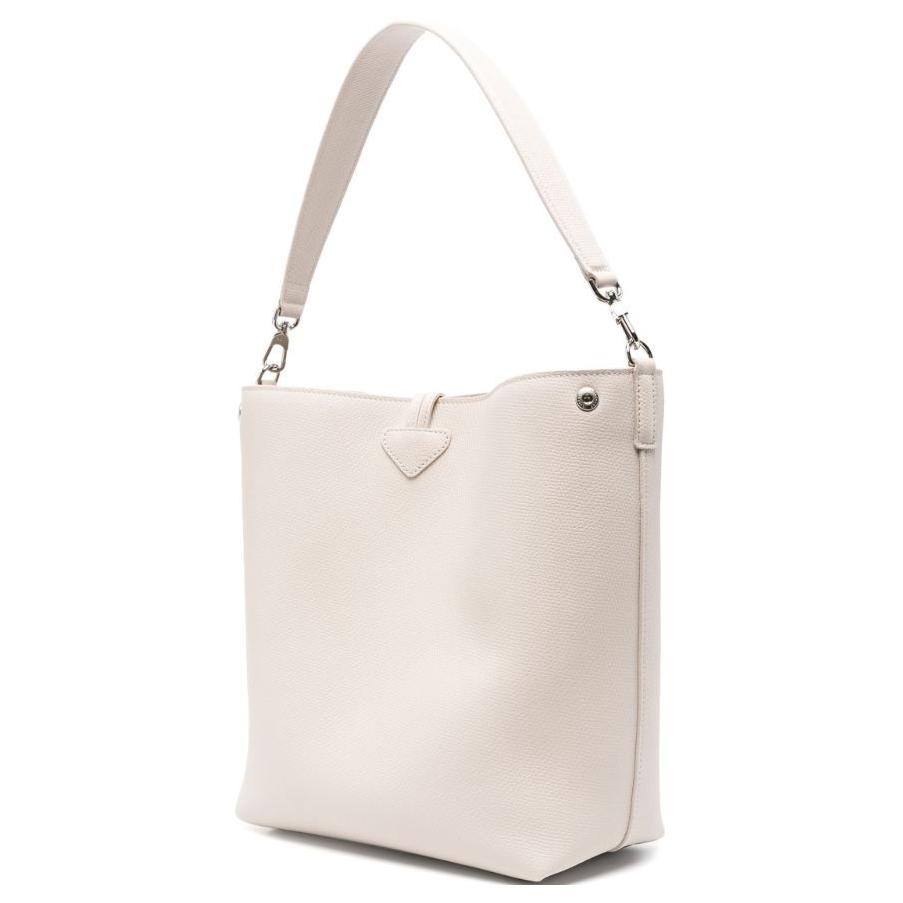 Longchamp Le Roseau Silver Hardware Small Calfskin Tote Shoulder Bag Medium Women Bags Beige 10281HFP555