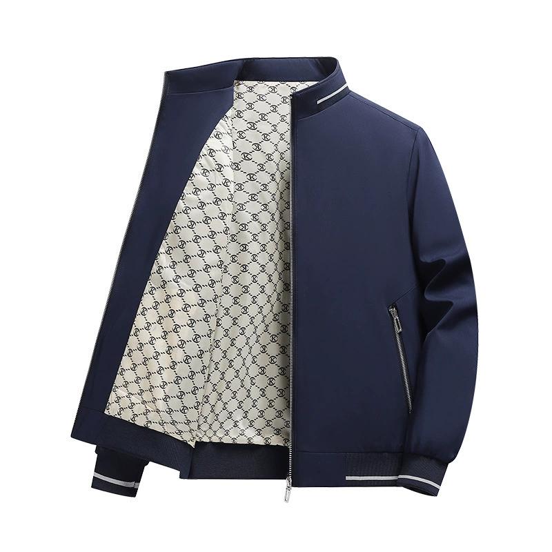Spring Middle-aged Business Casual Jacket Men's Solid Color Stand Up Collar Plus Size Jacket Men's Jacket