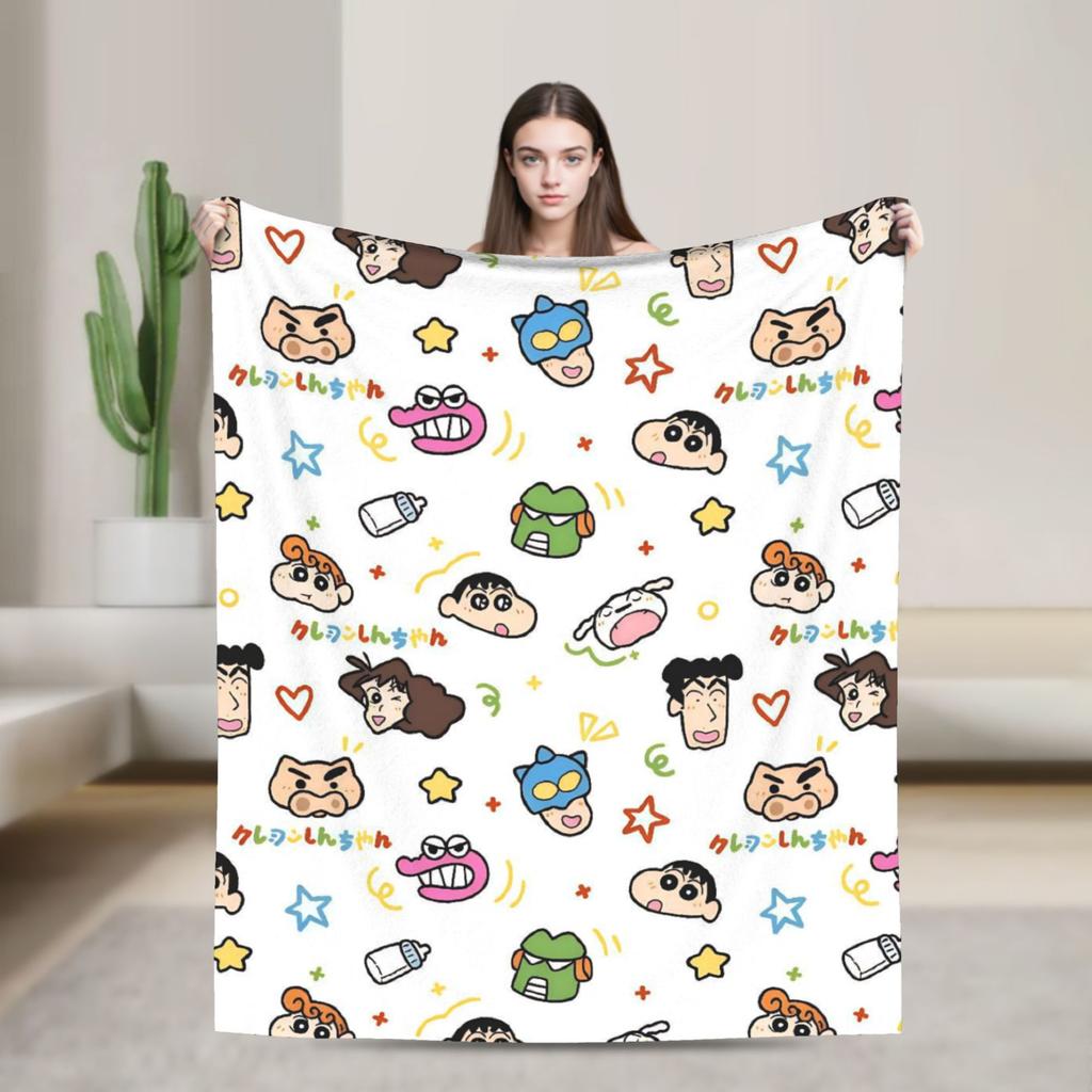 Crayons Shin Chans Anime Blankets Flannel Spring/Autumn Portable Warm Throw Blankets for Bedding Travel Plush Thin Quilt
