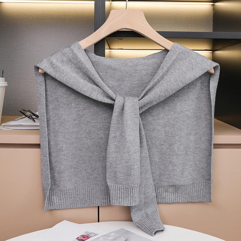 Spring and Autumn Air-conditioned Room Shoulder Small Shawl Knotted Knitted Knitted Sweater Wool Scarf Women