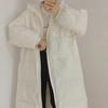 Winter Women's Hooded Solid Color Zipper Long Oversized White Duck Down Coat Jacket
