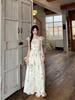 Women's Elegant Floral Puff Sleeve Square Neck Dress - New Summer 2026 French Vacation Style