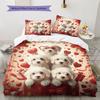 PuppyforValentine'sDay Pattern Bedding Quilt Set Quilt Cover Pillowcase Home Decoration Birthday Gift (1 * Duvet Cover + 2 * Pillowcase, Without Core)