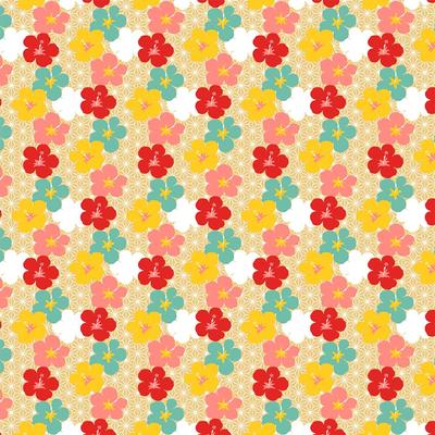 Hama Pattern FUROSHIKI Cross Colored Hibiscus (Furoshiki 90cm)