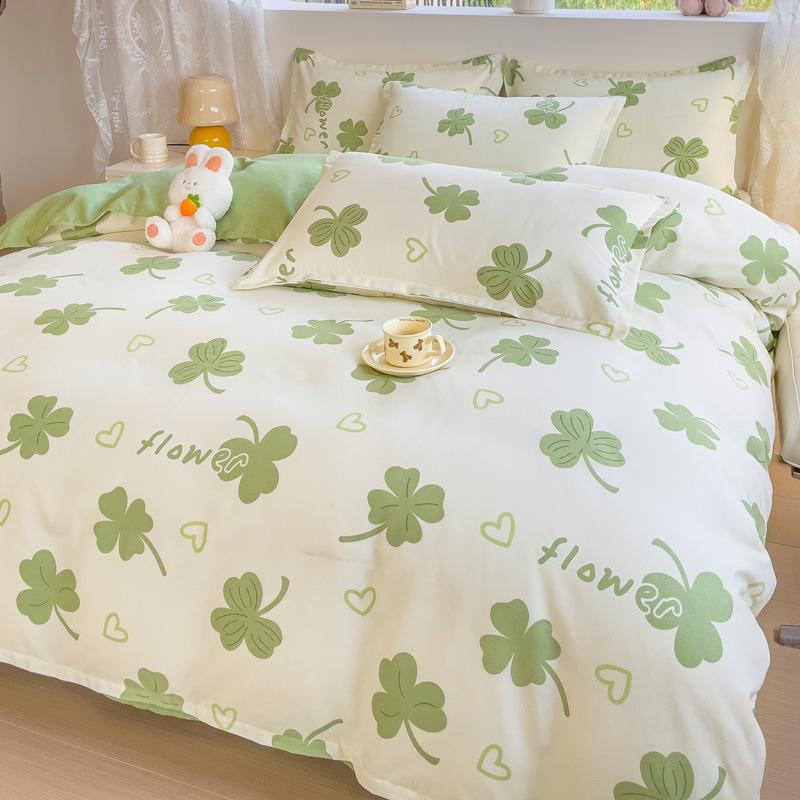 Pure Cotton Four-piece Set Thick Brushed Small Fresh Cotton Bed Sheet Quilt Cover Bed Sheet Dormitory Three-piece Set
