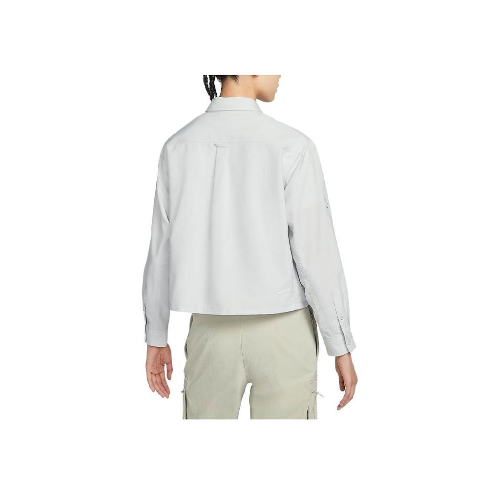 Nike ACG Devastation Trail Solid French Sun Protection Quick-Dry Long Sleeve Shirt Women shirts Photon-Grey FB7888-025