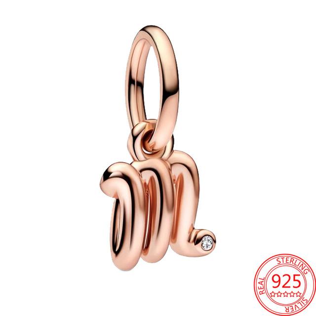 Argint Sterling S925 Charm Pandantiv Alfabet Script Litere A-Z Potrivit Brățară Originală Colier DIY Bijuterii